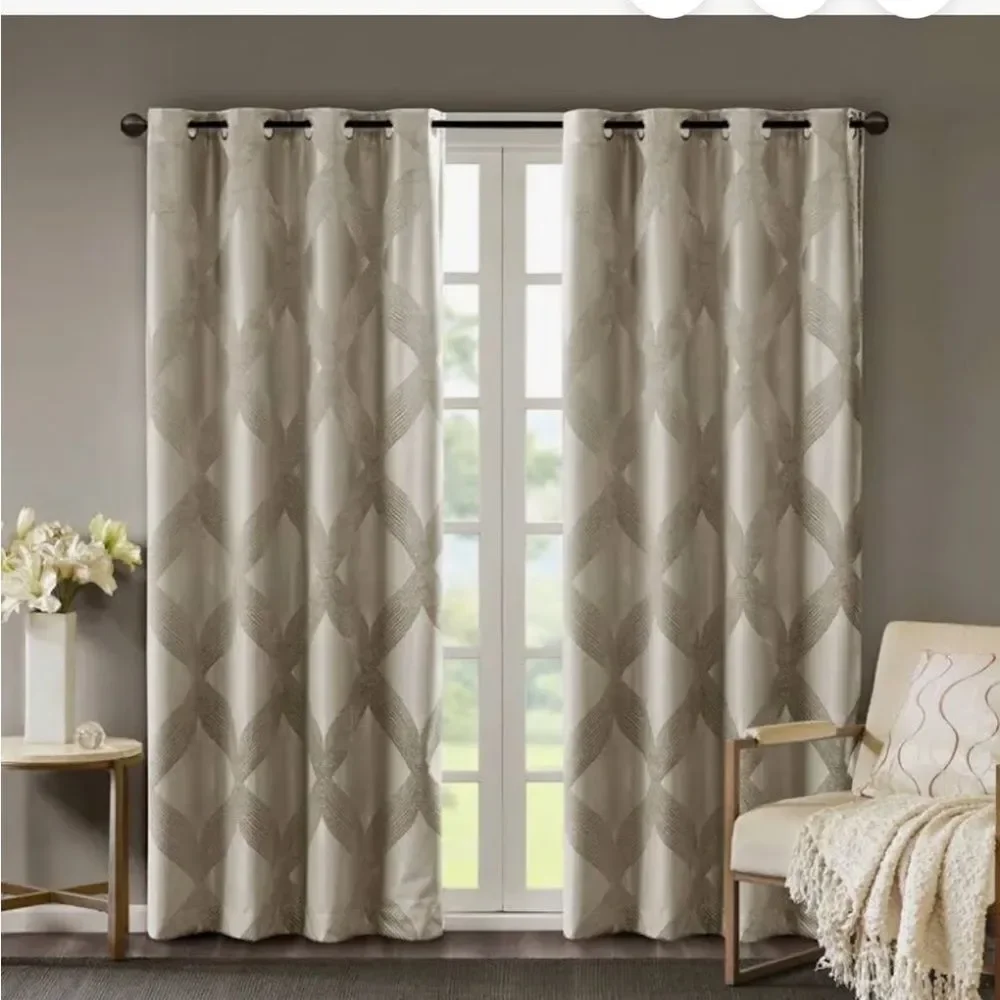 Elegant Cream Patterned Blackout Curtains